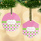 Pink & Green Dots Frosted Glass Ornament - MAIN PARENT