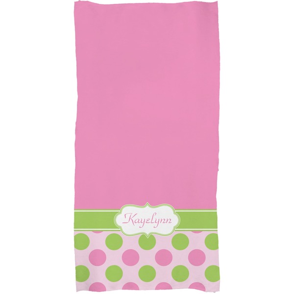 Pink & Green Dots Full Sized Bath Towel - Apvl