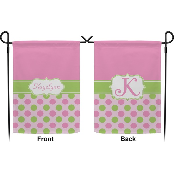 Pink & Green Dots Garden Flag - Double Sided Front and Back