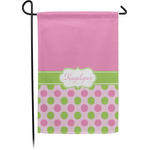Pink & Green Dots Small Garden Flag - Single Sided w/ Name or Text
