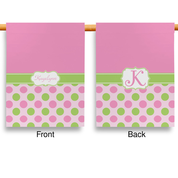 Pink & Green Dots Garden Flags - Large - Double Sided - APPROVAL