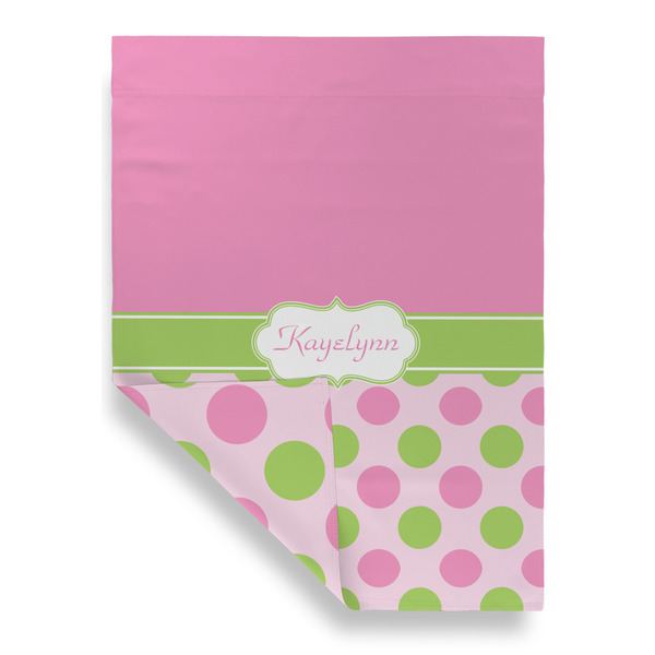 Pink & Green Dots Garden Flags - Large - Double Sided - FRONT FOLDED