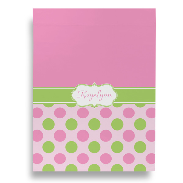 Pink & Green Dots Garden Flags - Large - Single Sided - FRONT