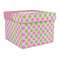 Pink & Green Dots Gift Boxes with Lid - Canvas Wrapped - Large - Front/Main