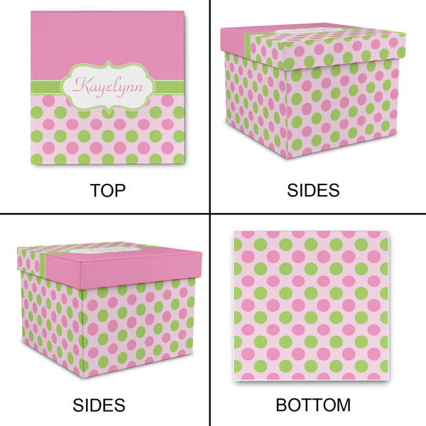 Pink & Green Dots Gift Boxes with Lid - Canvas Wrapped - Medium - Approval
