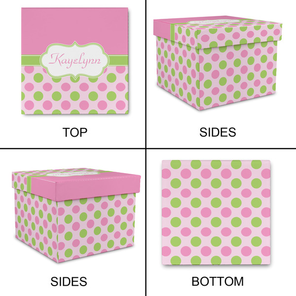 Pink & Green Dots Gift Boxes with Lid - Canvas Wrapped - Small - Approval