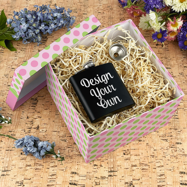 Pink & Green Dots Gift Boxes with Lid - Canvas Wrapped - X-Large - In Context