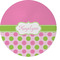 Pink & Green Dots Round Glass Cutting Board - Medium (Personalized)