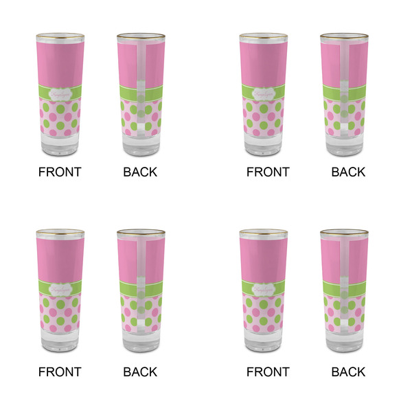 Pink & Green Dots Glass Shot Glass - 2 oz - Set of 4 - APPROVAL