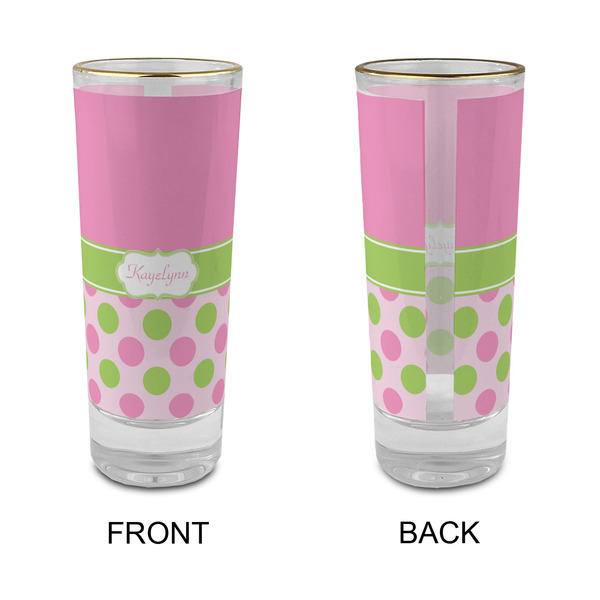 Pink & Green Dots Glass Shot Glass - 2 oz - Single - APPROVAL