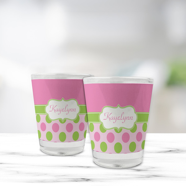 Pink & Green Dots Glass Shot Glass - Standard - LIFESTYLE