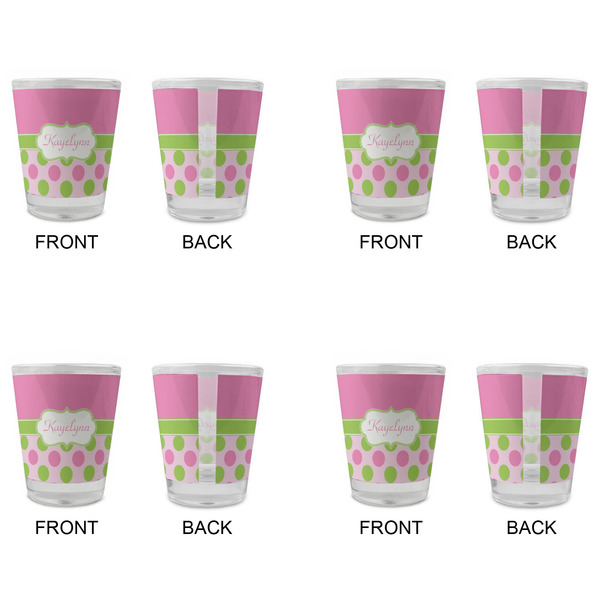 Pink & Green Dots Glass Shot Glass - Standard - Set of 4 - APPROVAL