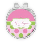 Pink & Green Dots Golf Ball Marker - Hat Clip - Silver