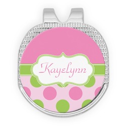 Pink & Green Dots Golf Ball Marker - Hat Clip - Silver
