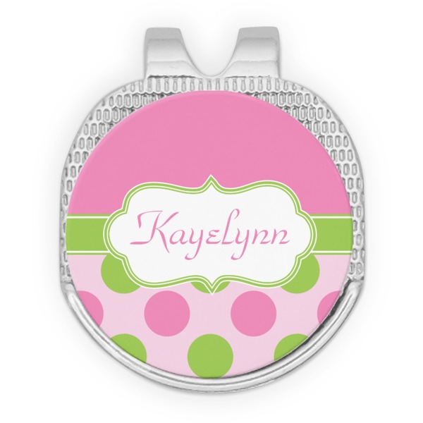 Pink & Green Dots Golf Ball Hat Marker Hat Clip