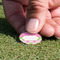 Pink & Green Dots Golf Ball Marker - Hand