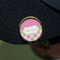Pink & Green Dots Golf Ball Marker Hat Clip - Gold - On Hat