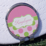 Pink & Green Dots Golf Ball Marker - Hat Clip