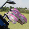 Pink & Green Dots Golf Club Cover - Set of 9 - On Clubs
