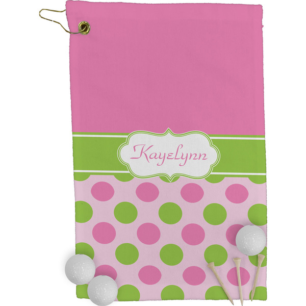 Pink & Green Dots Golf Towel (Personalized)