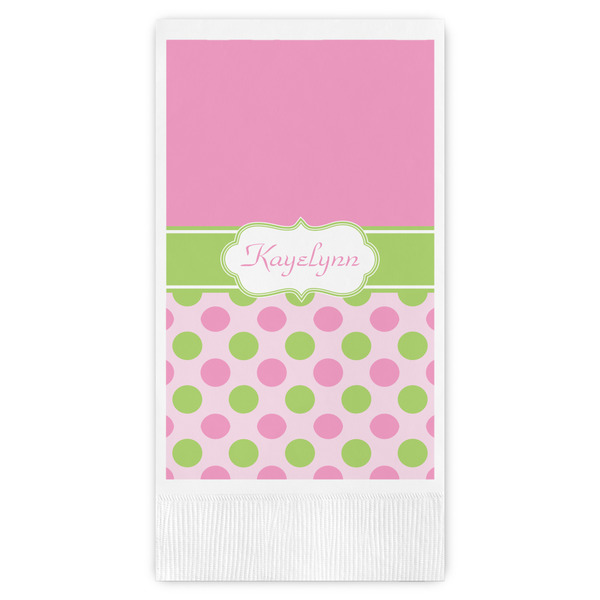 Custom Pink & Green Dots Guest Towels - Full Color (Personalized)