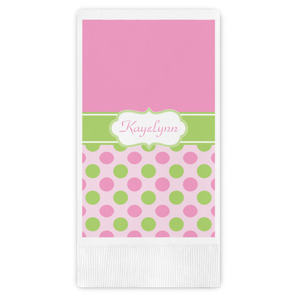 Custom Pink & Green Dots Guest Paper Towels - Full Color (Personalized)