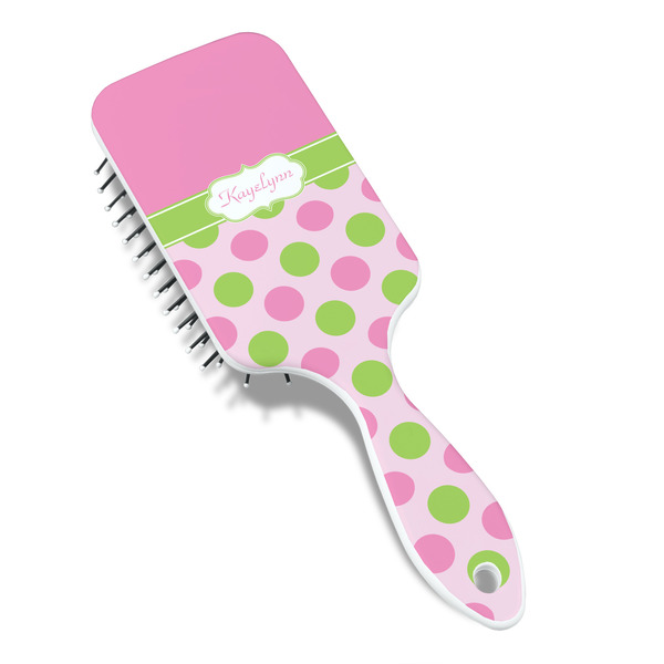 Pink & Green Dots Hair Brush - Angle View
