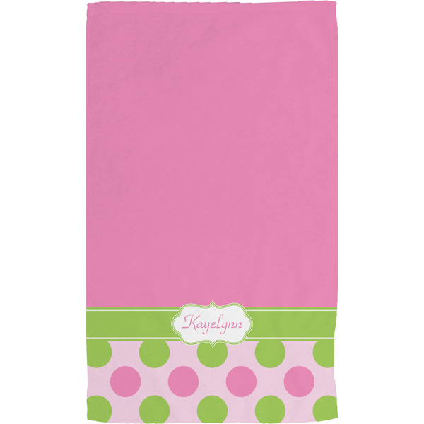 Pink & Green Dots Hand Towel (Personalized) Full