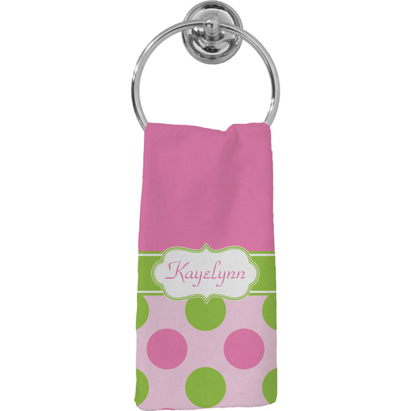 Custom Pink & Green Dots Hand Towel - Full Print (Personalized)