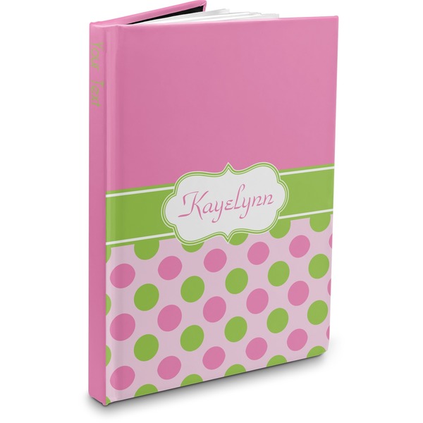 Custom Pink & Green Dots Hardbound Journal - 5.75" x 8" (Personalized)