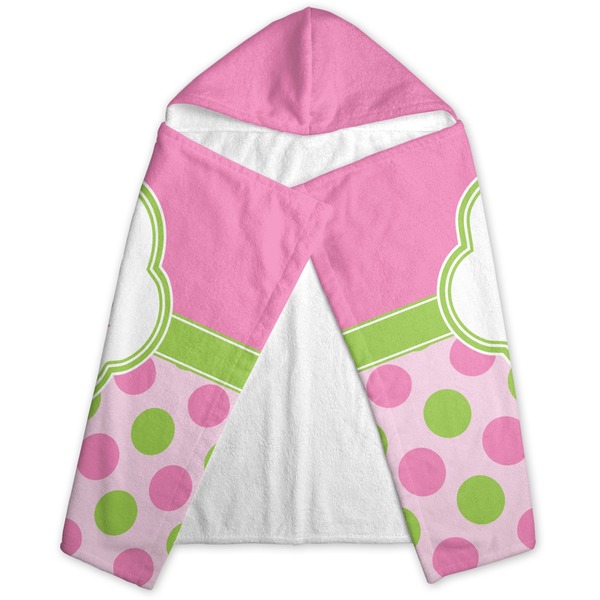 Pink & Green Dots Hooded Towel - Folded