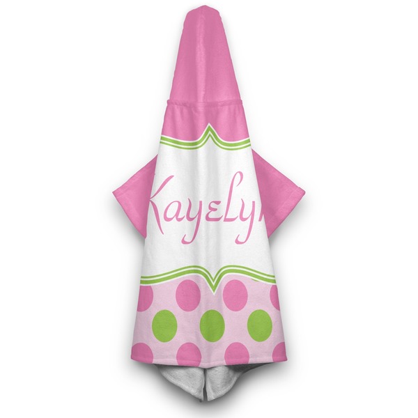 Pink & Green Dots Hooded Towel - Hanging