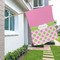Pink & Green Dots House Flags - Double Sided - LIFESTYLE