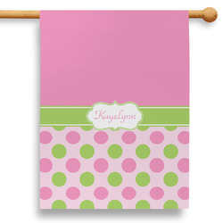 Pink & Green Dots 28" House Flag - Single Sided (Personalized)