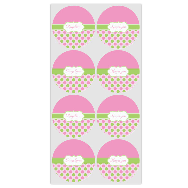 Pink & Green Dots Icing Circle - Medium - Set of 8