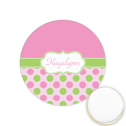 Pink & Green Dots Printed Cookie Topper - 1.25" (Personalized)