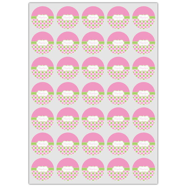 Pink & Green Dots Icing Circle - XSmall - Set of 35