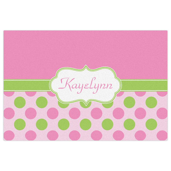 Pink & Green Dots Indoor / Outdoor Rug - 2'x3' - Front Flat