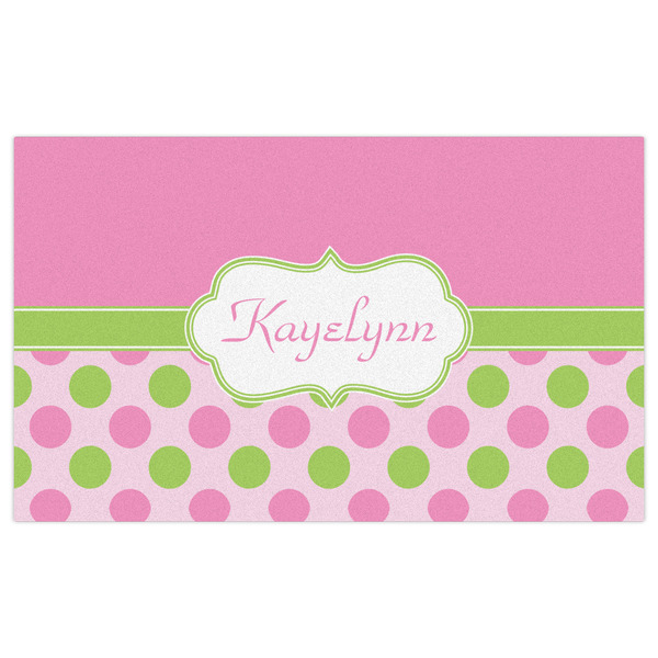 Pink & Green Dots Indoor / Outdoor Rug - 3'x5' - Front Flat