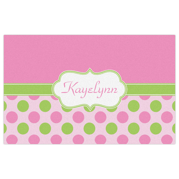 Pink & Green Dots Indoor / Outdoor Rug - 5'x8' - Front Flat