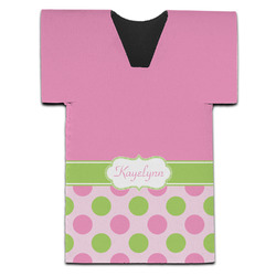 Pink & Green Dots Jersey Bottle Cooler (Personalized)