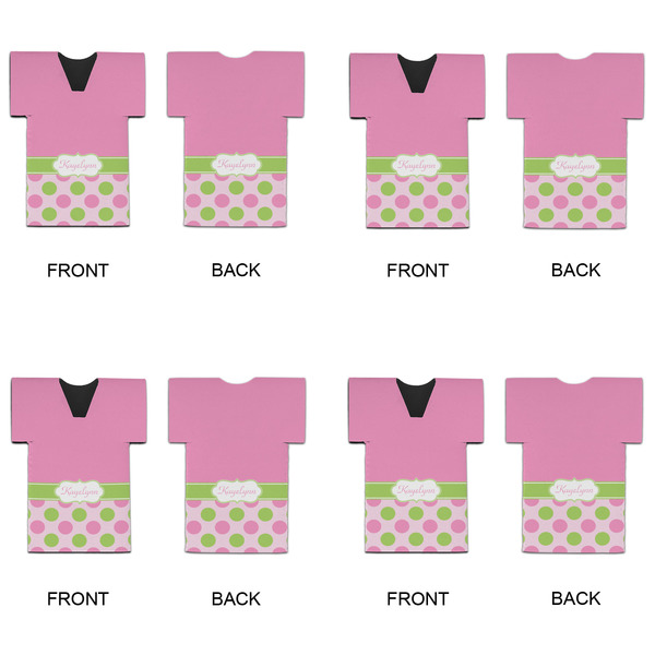 Pink & Green Dots Jersey Bottle Cooler - Set of 4 - APPROVAL