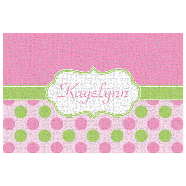 Custom Pink & Green Dots 1014 pc Jigsaw Puzzle (Personalized)