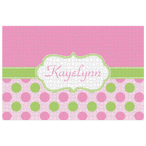 Custom Pink & Green Dots Jigsaw Puzzle - 1000-piece (Personalized)