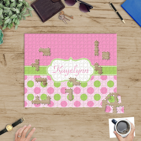 Pink & Green Dots Jigsaw Puzzle 500 Piece - In Context