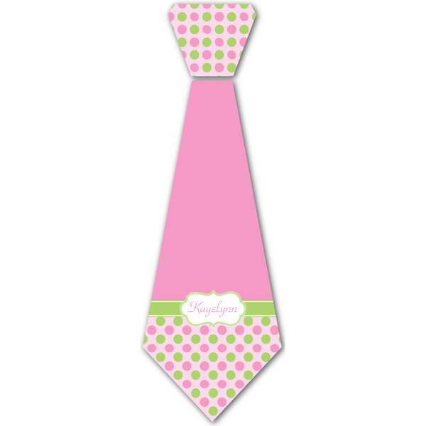 Custom Pink & Green Dots Iron On Tie - 4 Sizes w/ Name or Text