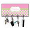 Pink & Green Dots Key Hanger w/ 4 Hooks w/ Name or Text