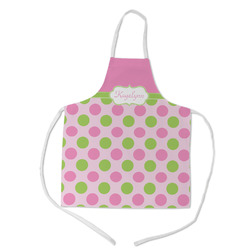Pink & Green Dots Kid's Apron w/ Name or Text