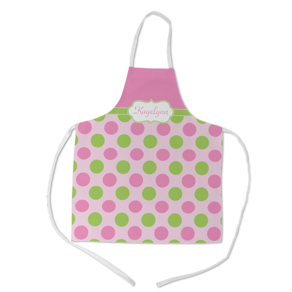 Custom Pink & Green Dots Kid's Apron w/ Name or Text