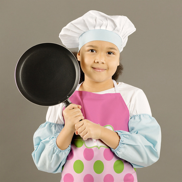 Pink & Green Dots Kid's Aprons - Medium - Lifestyle